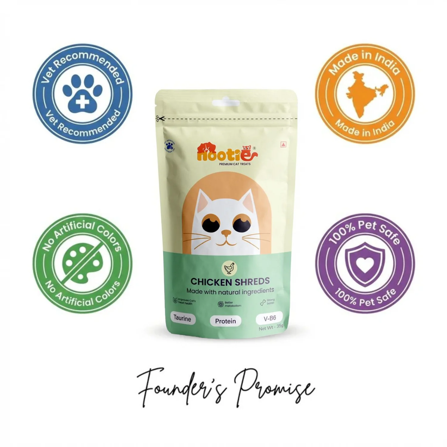 Nootie Premium Cat Treats – Chicken Shreds | High-Protein, Taurine-Rich Natural Cat Treats for Heart, Metabolism & Bone Health (35g) - Image 6