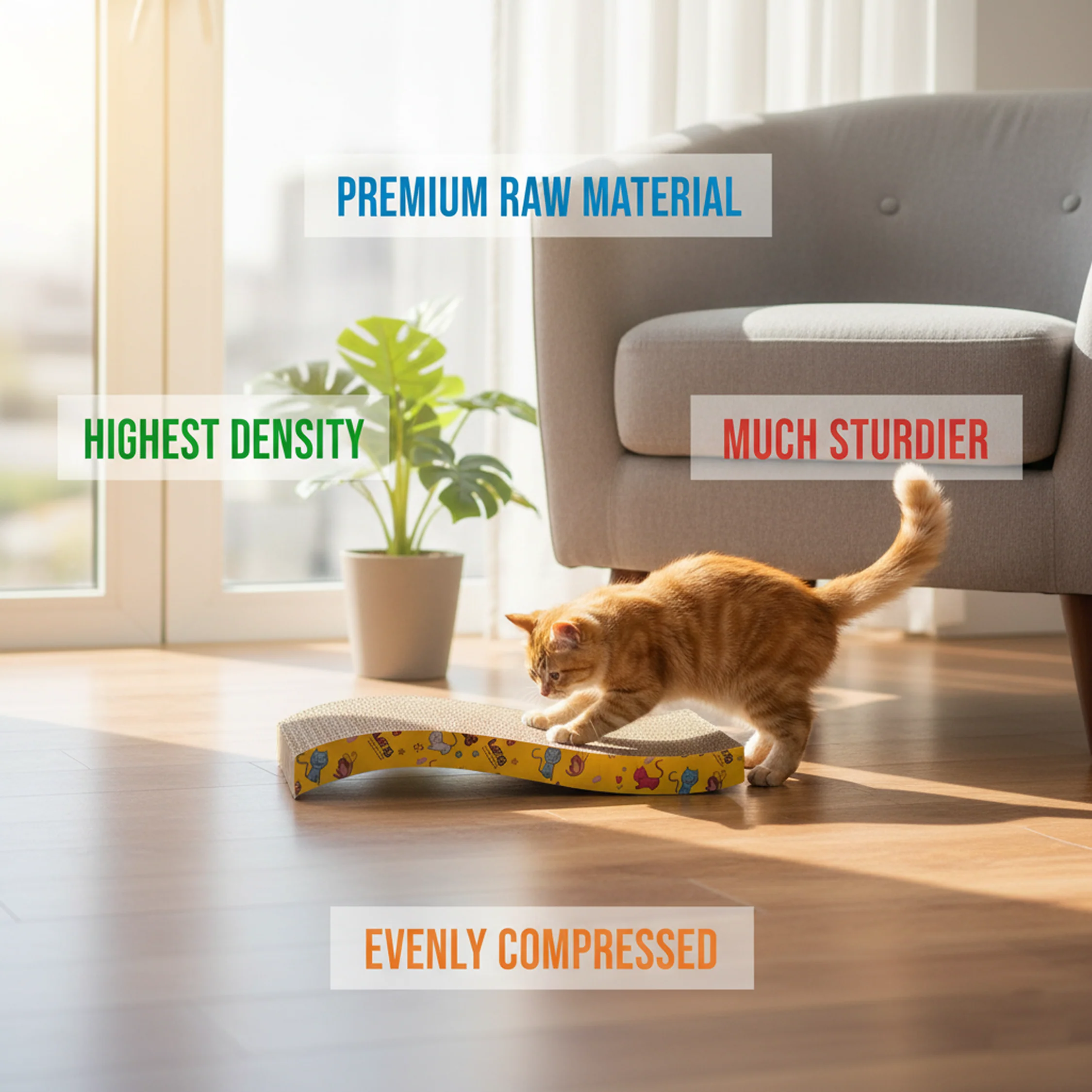 Nootie Cat Scratcher | Durable Scratch Board for Cats & Kittens | Eco-Friendly, Non-Toxic Material | All Breeds & Ages - Image 5