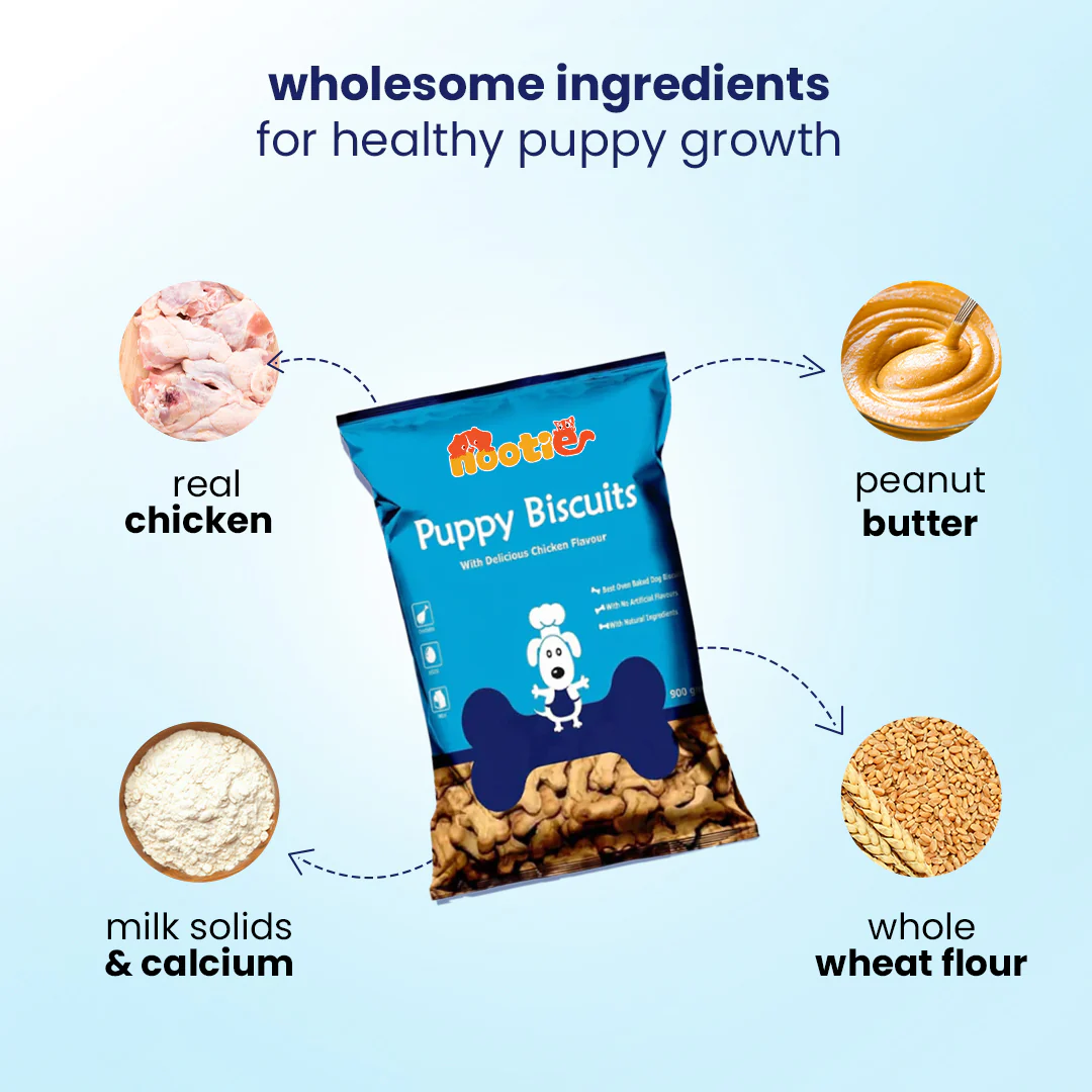 Nootie Chicken Biscuits with Peanut Butter Flavour for Puppies (900g) | High-Protein, Crunchy Growth Snack - Image 4