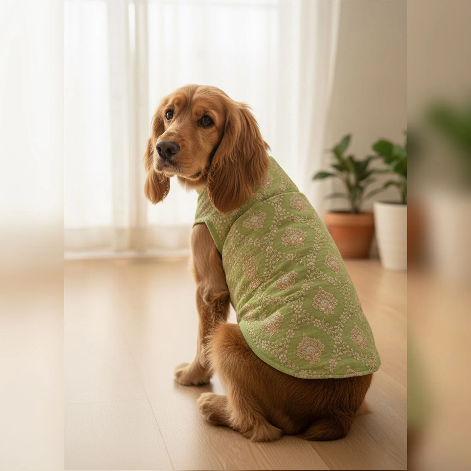 Nootie Festive Sherwani for Dogs – Parrot Green | Traditional Indian Ethnic Wear for Pets - Image 4
