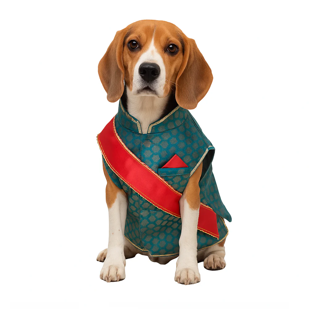 Nootie Festive Sherwani with Chunni for Pets – Blue | Stylish Outfit for Weddings & Festivals - Image 9
