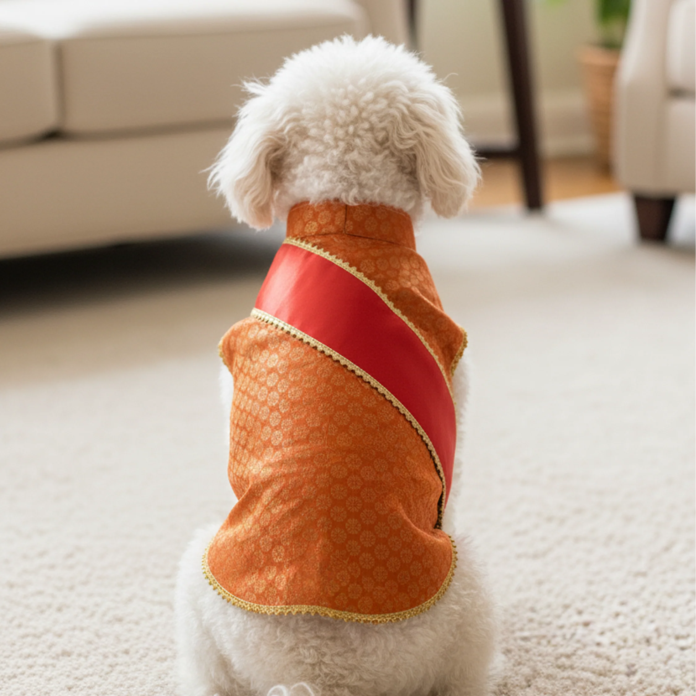 Nootie Festive Sherwani with Chunni for Pets – Orange | Stylish Outfit for Weddings & Festivals - Image 3