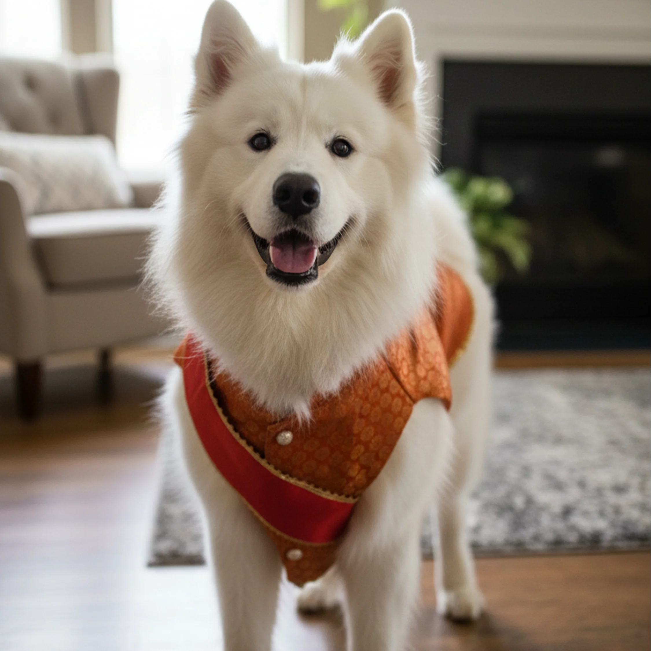 Nootie Festive Sherwani with Chunni for Pets – Orange | Stylish Outfit for Weddings & Festivals - Image 4