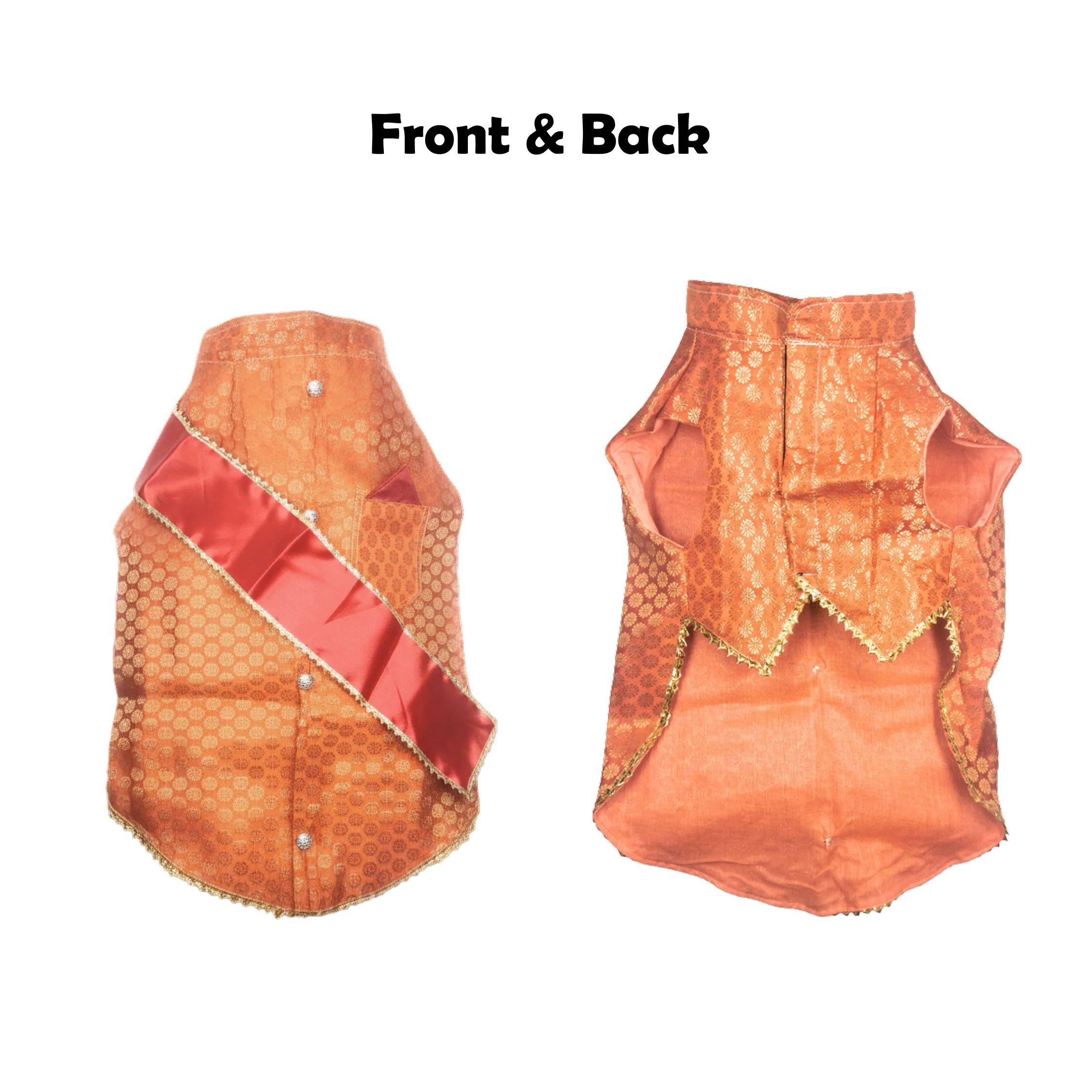Nootie Festive Sherwani with Chunni for Pets – Orange | Stylish Outfit for Weddings & Festivals - Image 8