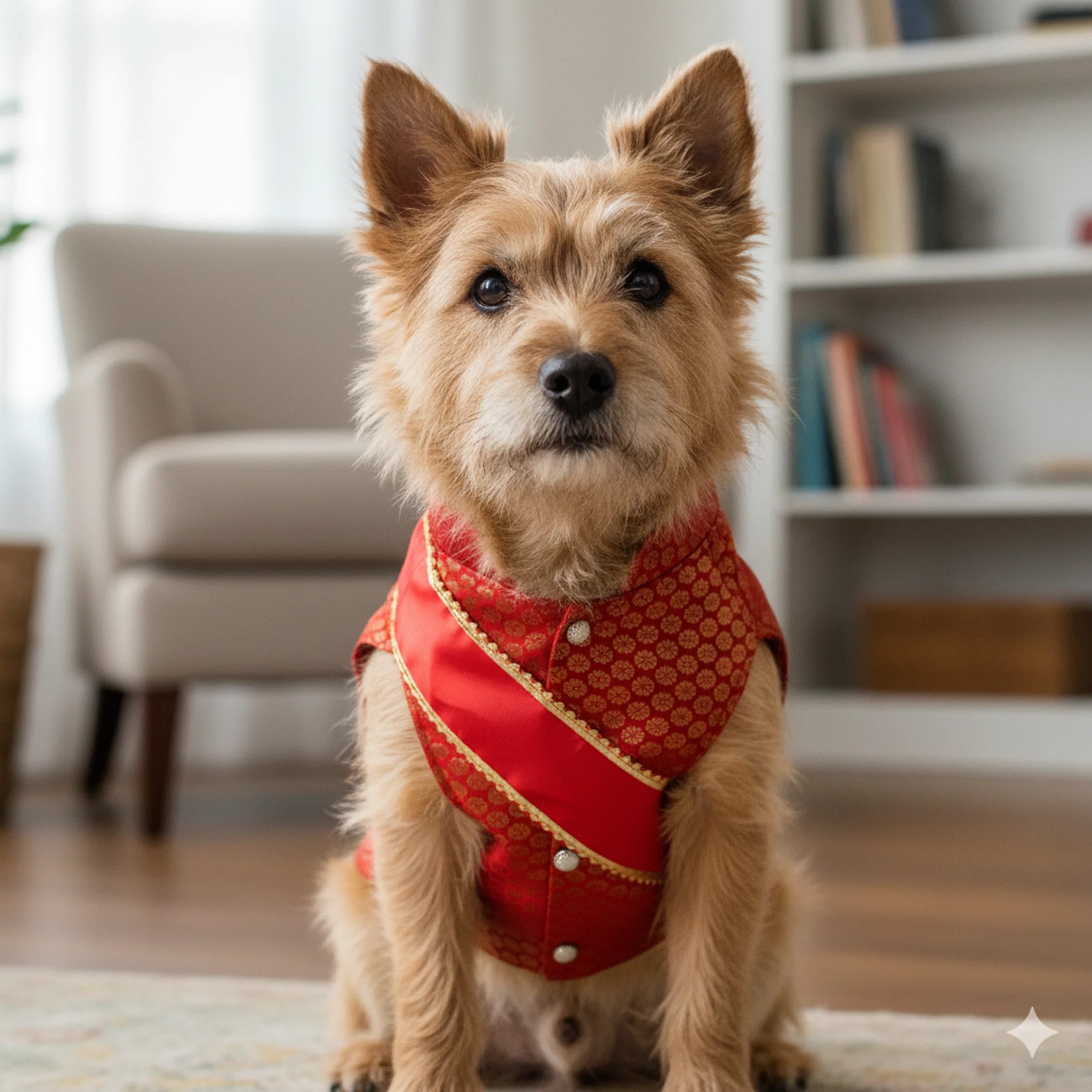 Nootie Festive Sherwani with Chunni for Pets – Red | Stylish Outfit for Weddings & Festivals - Image 4