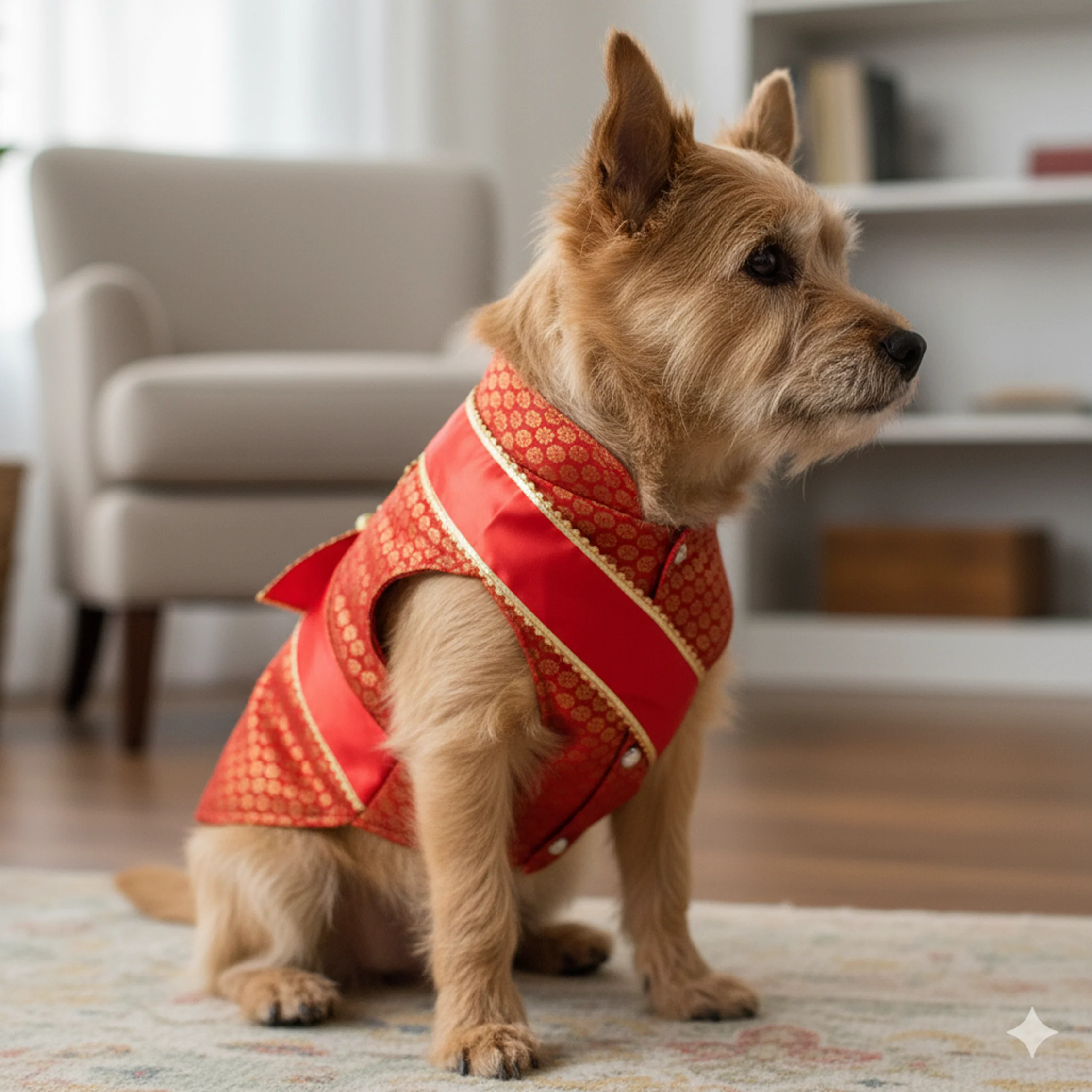 Nootie Festive Sherwani with Chunni for Pets – Red | Stylish Outfit for Weddings & Festivals - Image 5