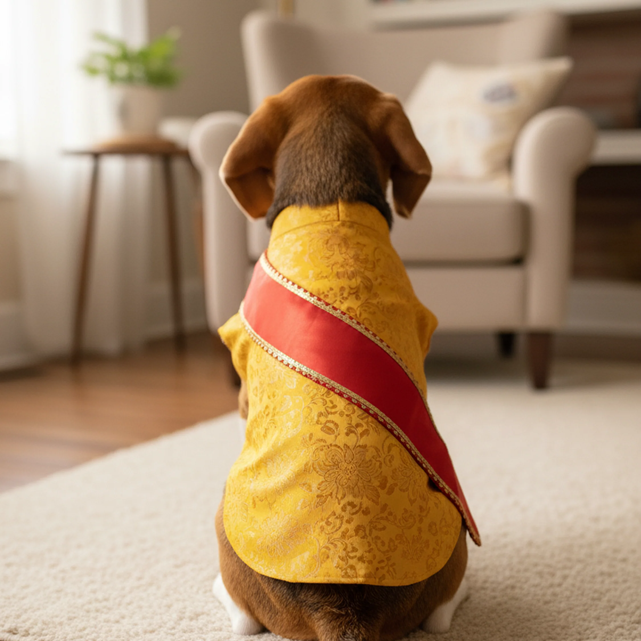 Nootie Festive Sherwani with Chunni for Pets – Yellow | Stylish Outfit for Weddings & Festivals - Image 3