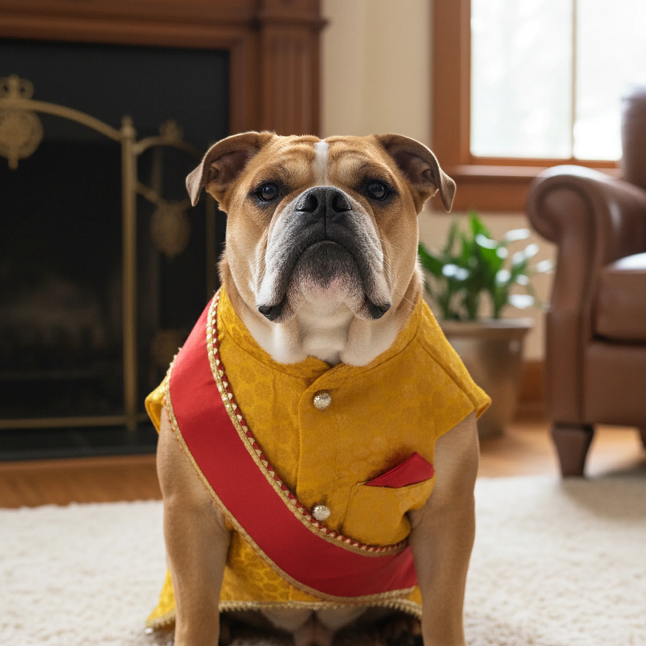 Nootie Festive Sherwani with Chunni for Pets – Yellow | Stylish Outfit for Weddings & Festivals - Image 4