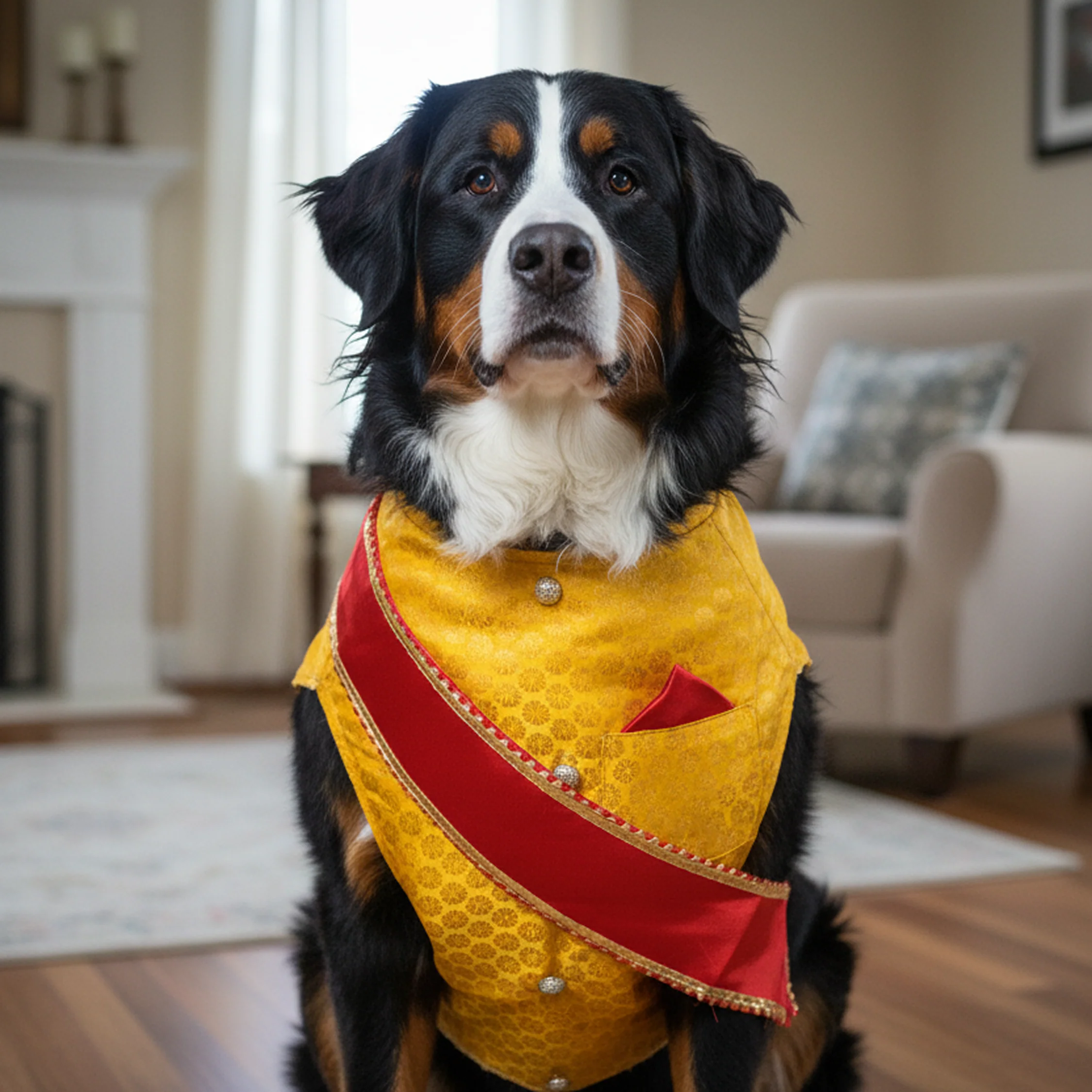 Nootie Festive Sherwani with Chunni for Pets – Yellow | Stylish Outfit for Weddings & Festivals - Image 6