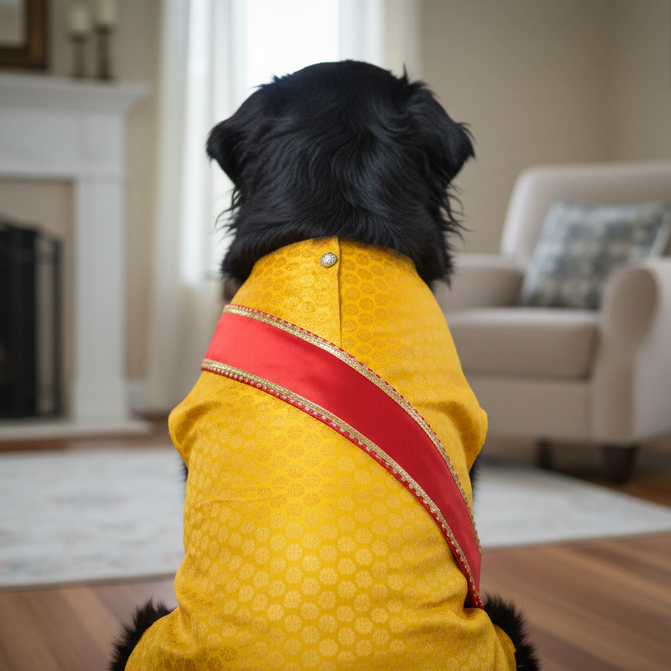 Nootie Festive Sherwani with Chunni for Pets – Yellow | Stylish Outfit for Weddings & Festivals - Image 7