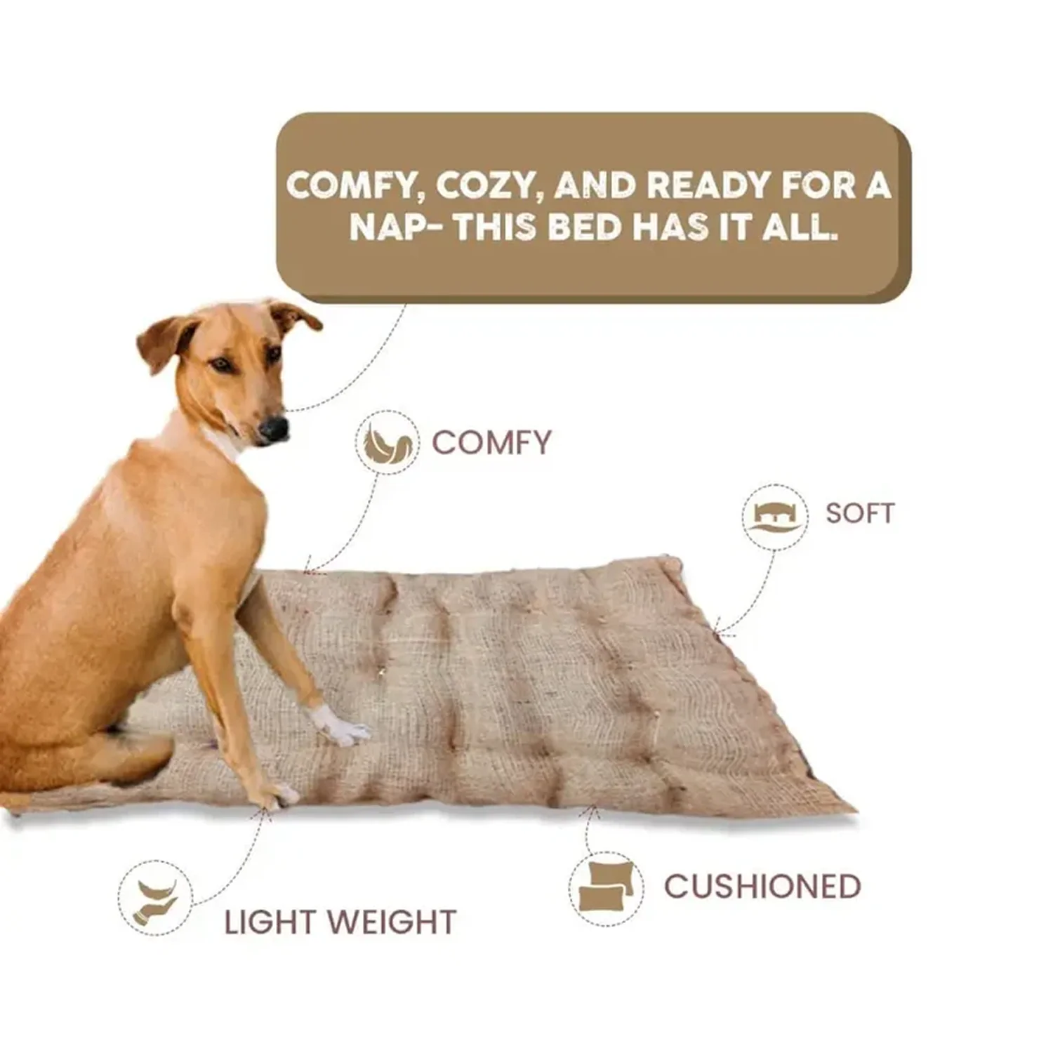 Nootie Jute Bed for Dogs & Cats | Eco-Friendly, Soft & Durable Pet Sleeping Mat – Small (65 x 52 x 5 cm) - Image 4