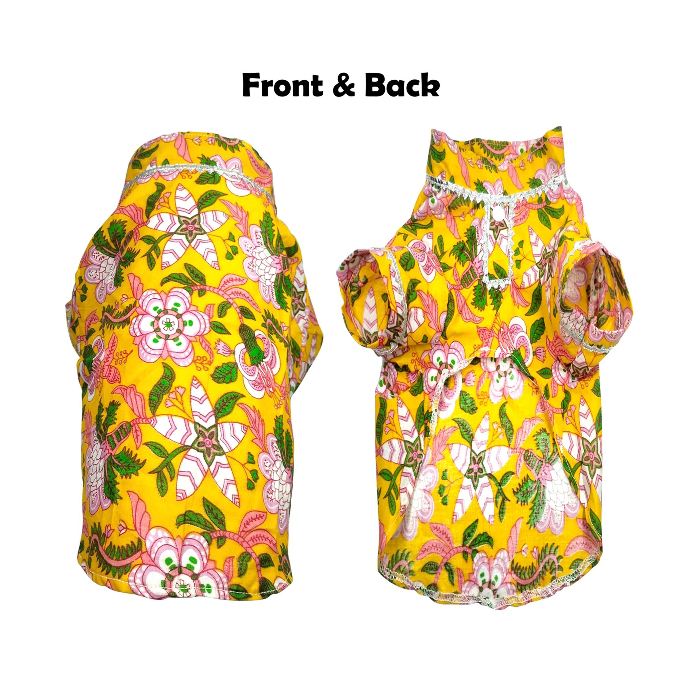 Nootie Floral Print Kurta – Yellow | Traditional Ethnic Outfit for Dogs - Image 6