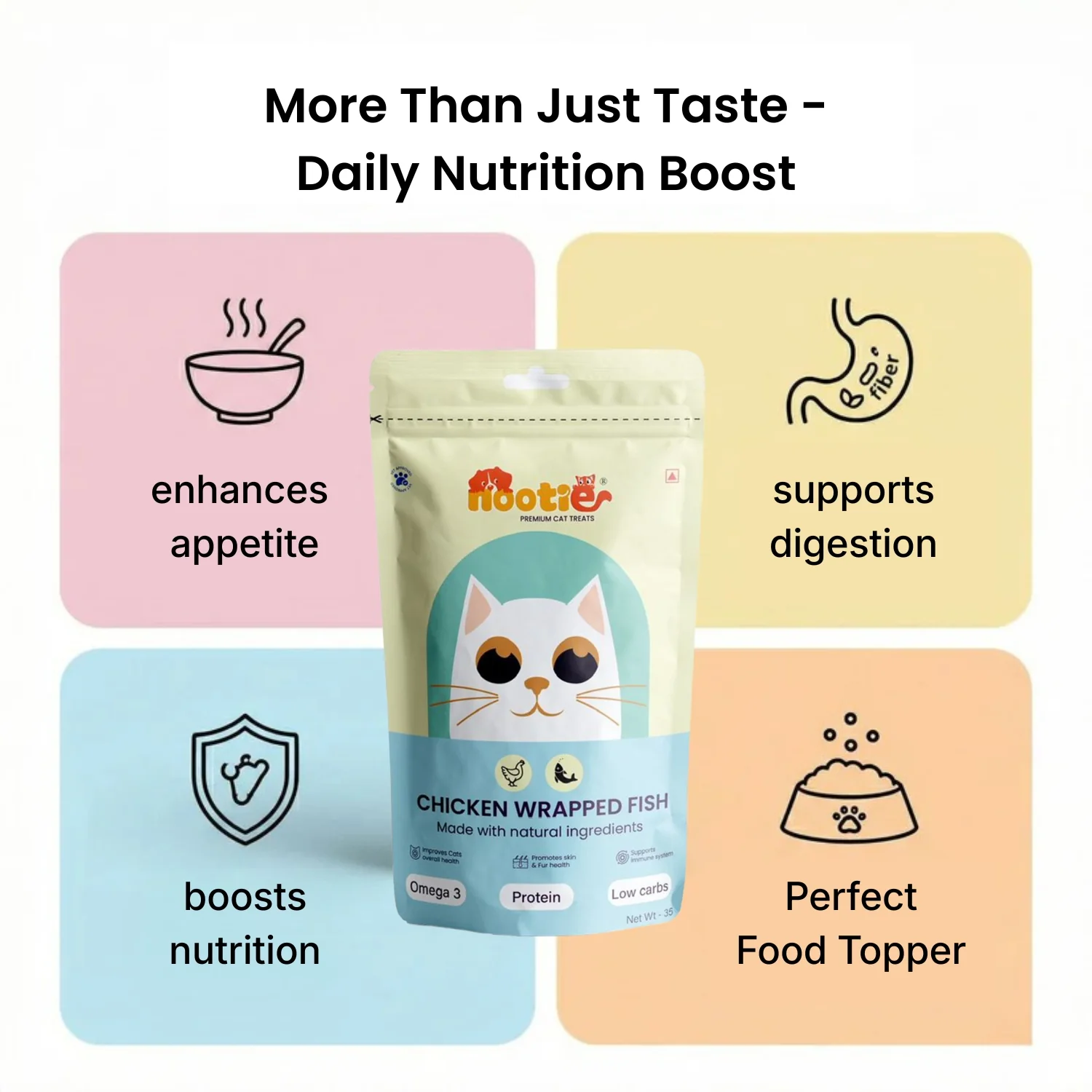 Nooties Premium Cat Treats – Chicken Wrapped Fish, Omega 3 Rich, Natural Ingredients (35g) - Image 4