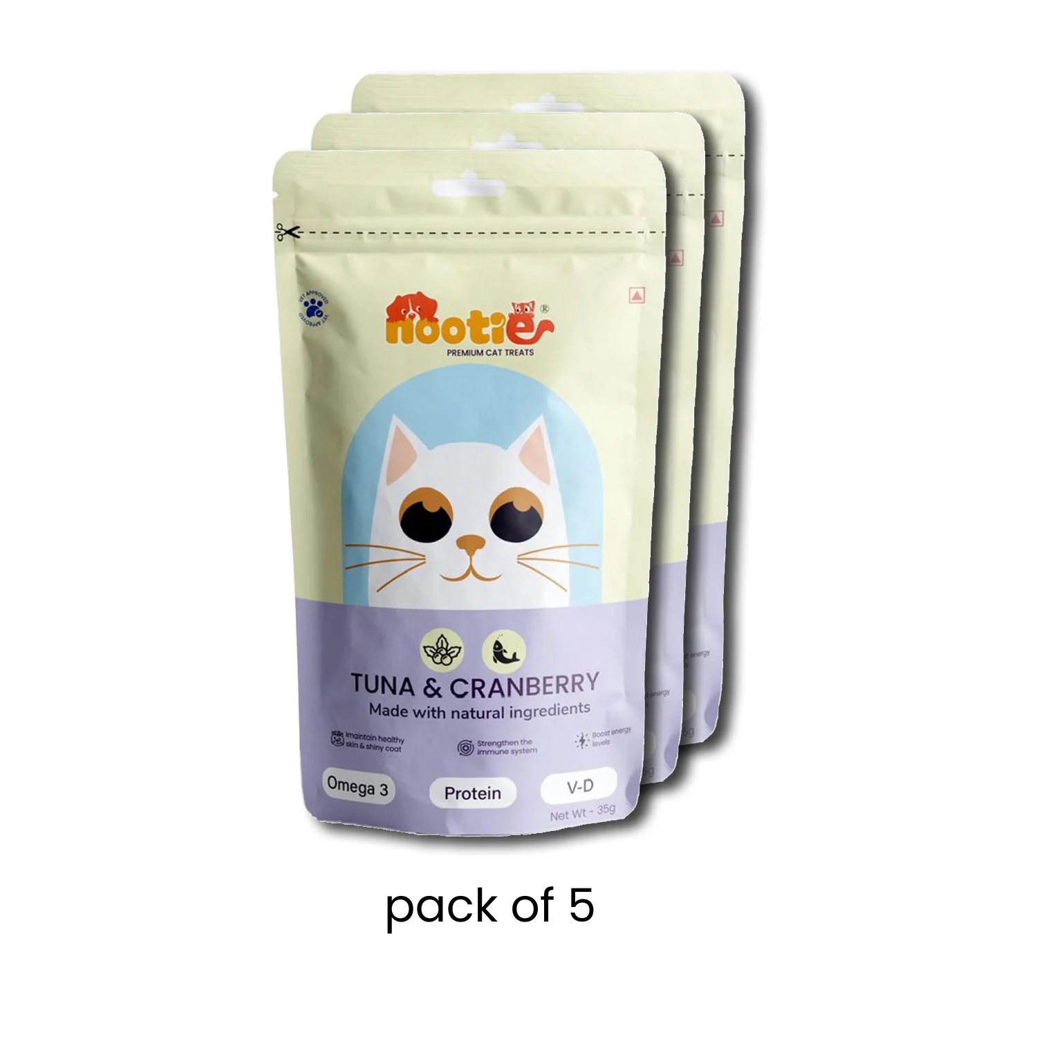 Nootie Premium Cat Treats – Tuna & Cranberry, Omega 3 Rich, Natural Ingredients (35g) - Image 10