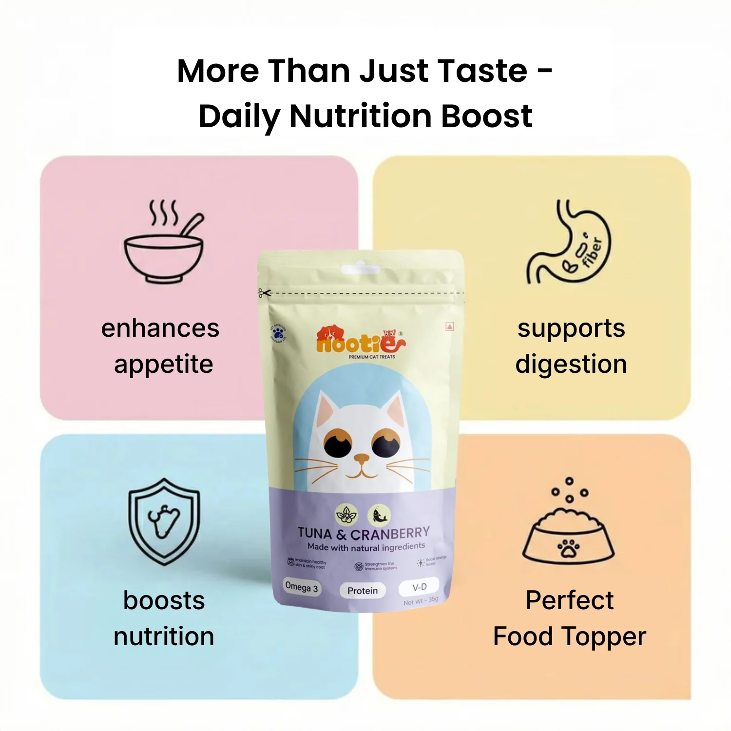 Nootie Premium Cat Treats – Tuna & Cranberry, Omega 3 Rich, Natural Ingredients (35g) - Image 4