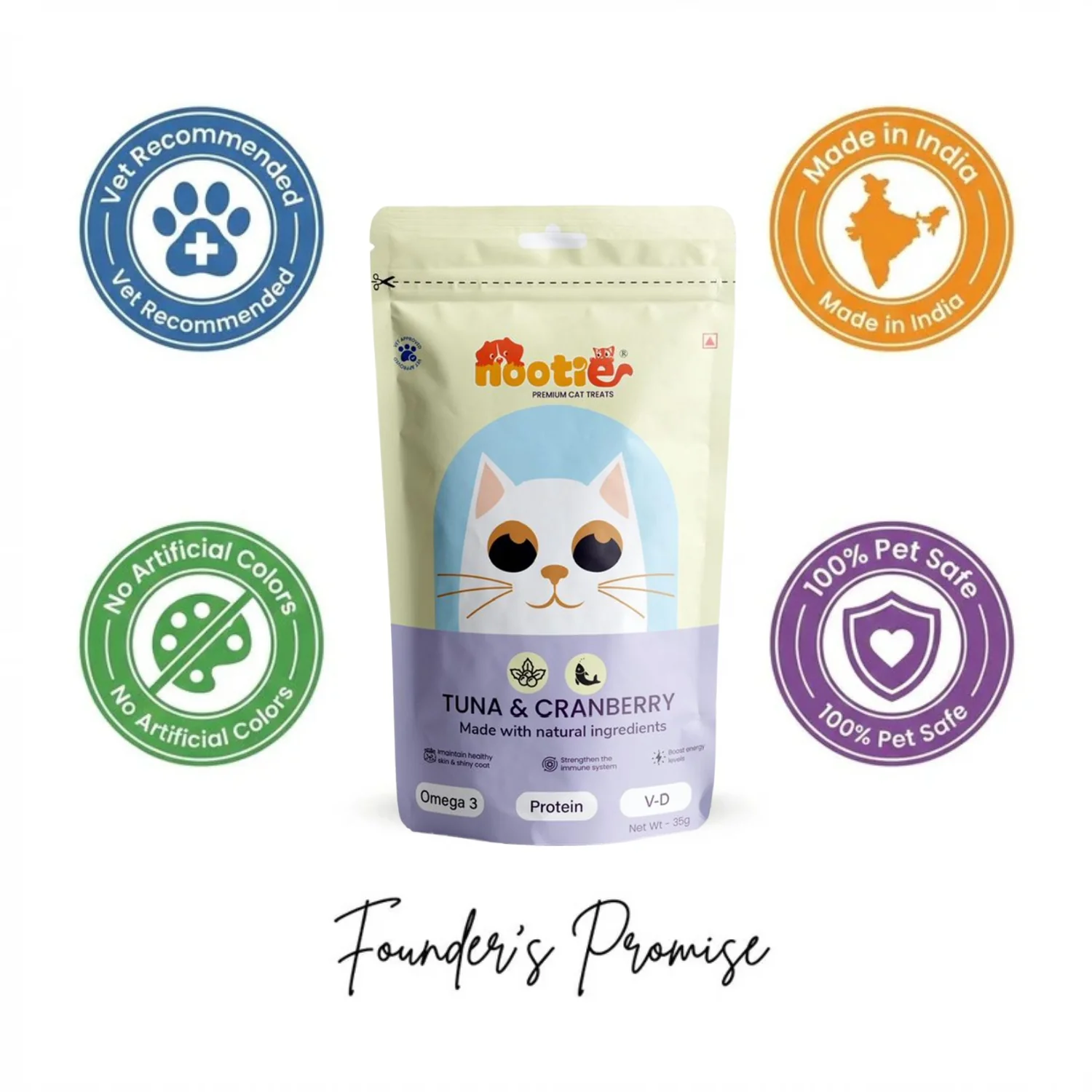 Nootie Premium Cat Treats – Tuna & Cranberry, Omega 3 Rich, Natural Ingredients (35g) - Image 6