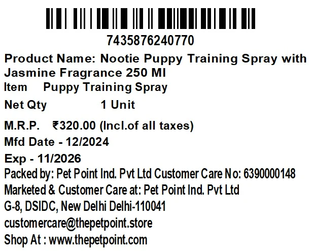 Nootie Puppy Training Spray – Jasmine Fragrance (250 ml) | Potty Area Attractor & Odour Control - Image 7