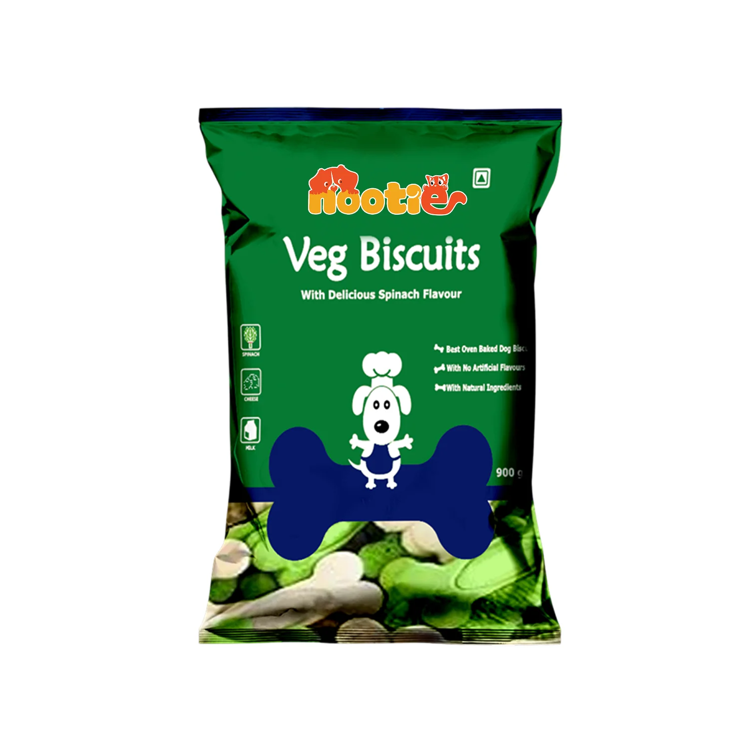 Nootie Veg Biscuits with Spinach Flavour for Adult Dogs (900g) | 100% Vegetarian, High-Fibre, Nutrient-Rich Treats - Image 12