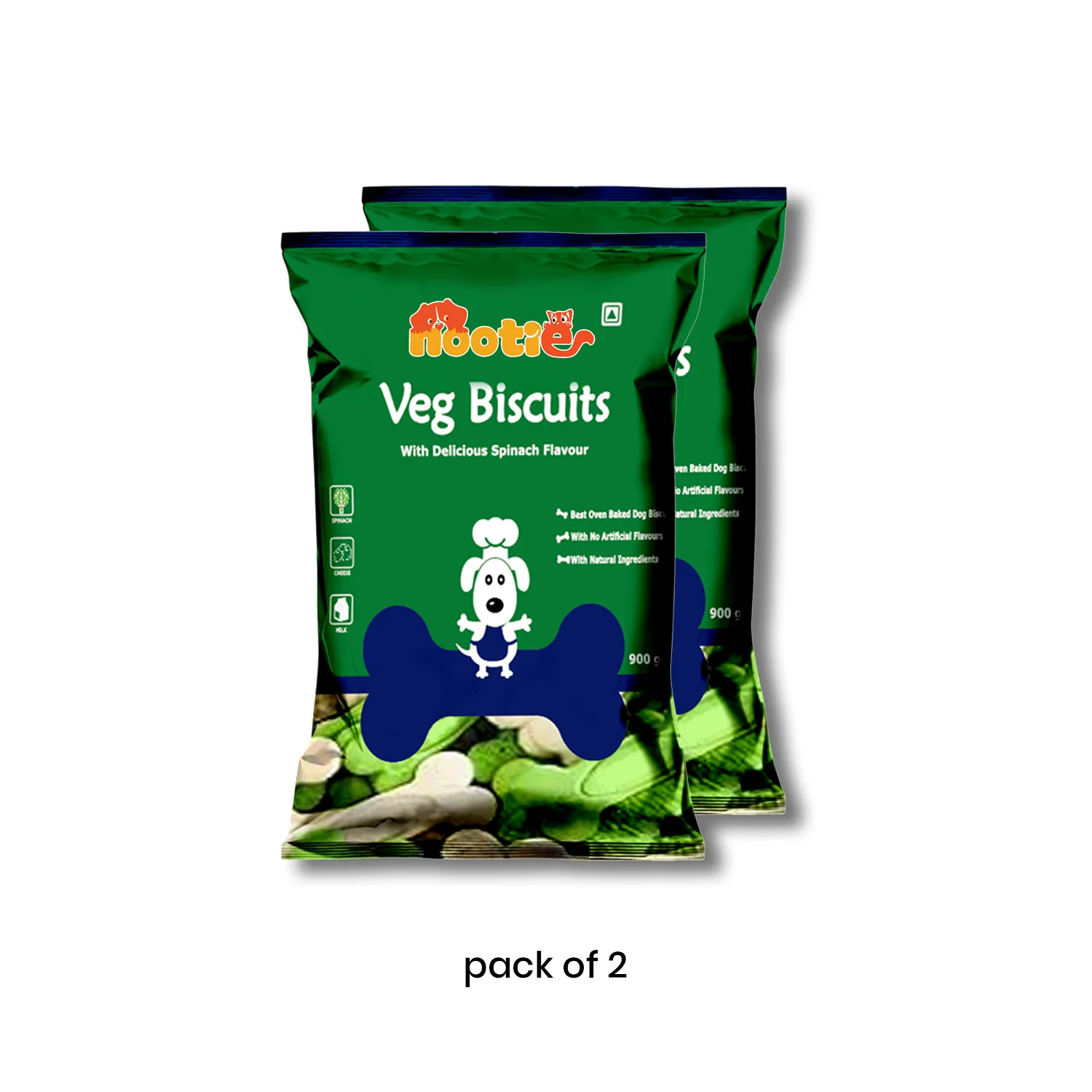 Nootie Veg Biscuits with Spinach Flavour for Adult Dogs (900g) | 100% Vegetarian, High-Fibre, Nutrient-Rich Treats - Image 13