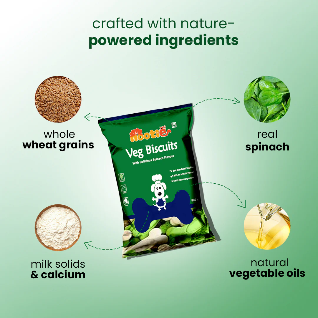 Nootie Veg Biscuits with Spinach Flavour for Adult Dogs (900g) | 100% Vegetarian, High-Fibre, Nutrient-Rich Treats - Image 5