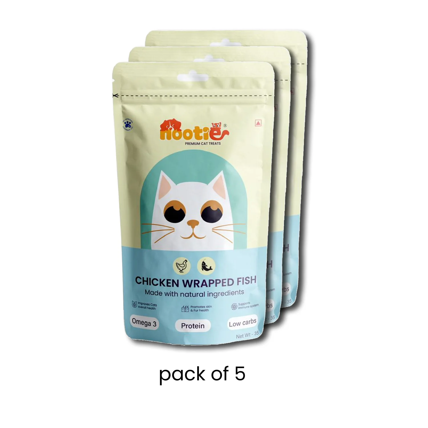 Nooties Premium Cat Treats – Chicken Wrapped Fish, Omega 3 Rich, Natural Ingredients (35g) - Image 11